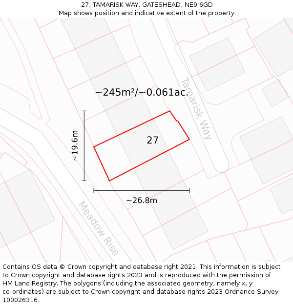 27, TAMARISK WAY, GATESHEAD, NE9 6GD: Plot and title map