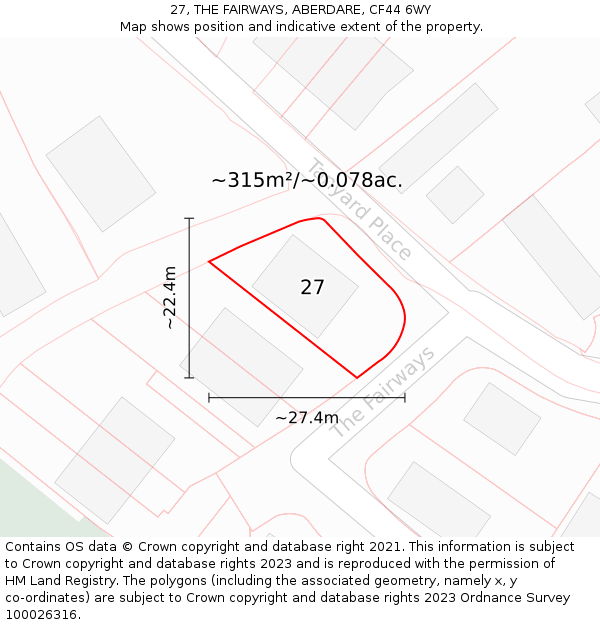 27, THE FAIRWAYS, ABERDARE, CF44 6WY: Plot and title map