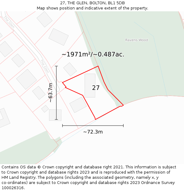 27, THE GLEN, BOLTON, BL1 5DB: Plot and title map