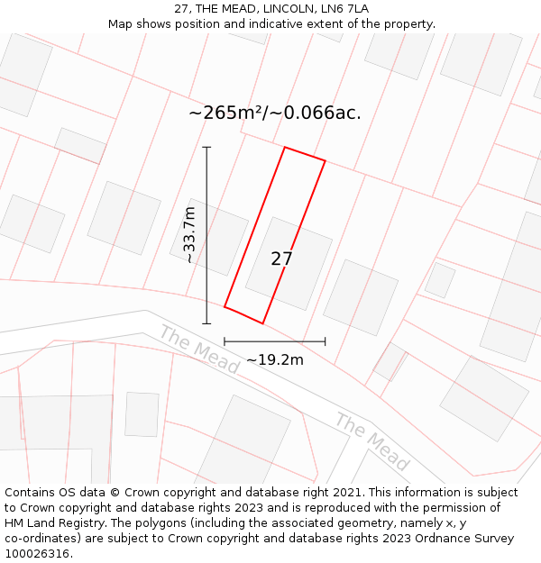 27, THE MEAD, LINCOLN, LN6 7LA: Plot and title map