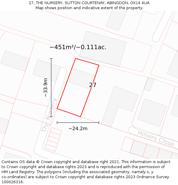 27, THE NURSERY, SUTTON COURTENAY, ABINGDON, OX14 4UA: Plot and title map