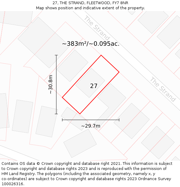 27, THE STRAND, FLEETWOOD, FY7 8NR: Plot and title map