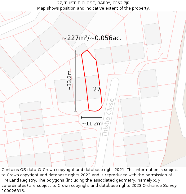 27, THISTLE CLOSE, BARRY, CF62 7JP: Plot and title map