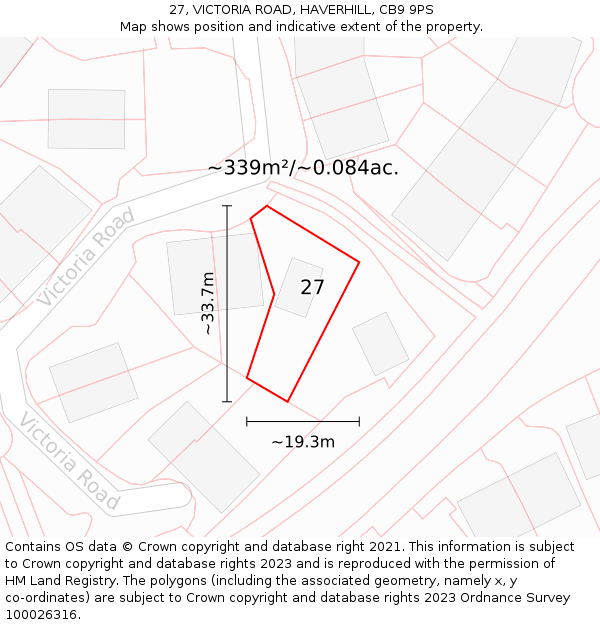 27, VICTORIA ROAD, HAVERHILL, CB9 9PS: Plot and title map