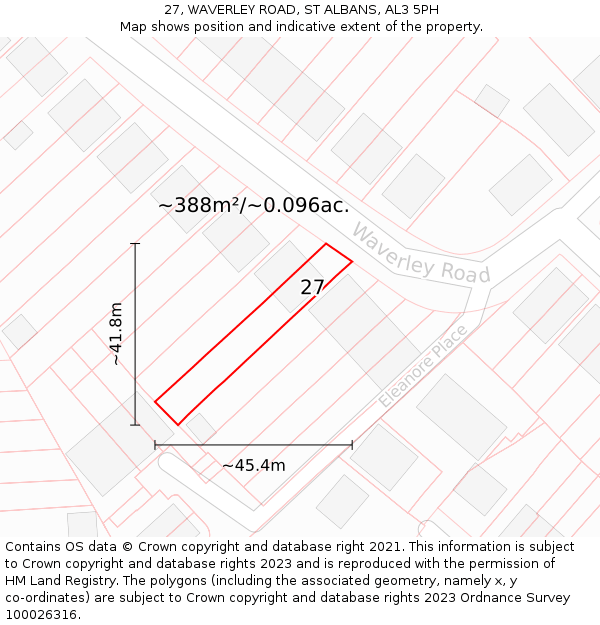 27, WAVERLEY ROAD, ST ALBANS, AL3 5PH: Plot and title map