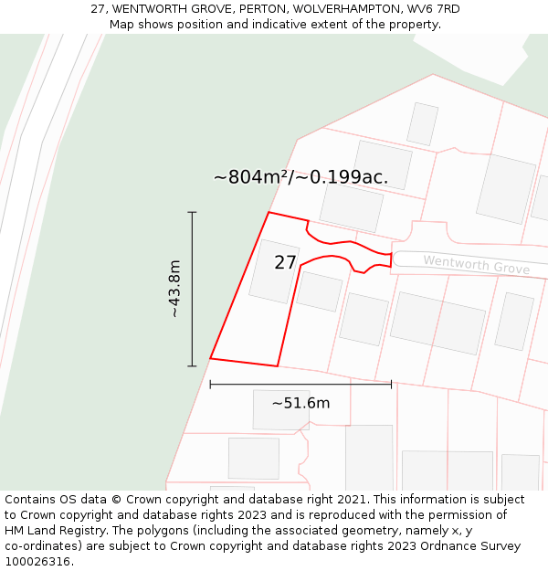 27, WENTWORTH GROVE, PERTON, WOLVERHAMPTON, WV6 7RD: Plot and title map