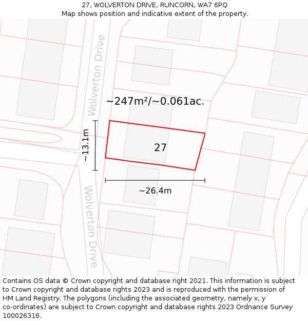 27, WOLVERTON DRIVE, RUNCORN, WA7 6PQ: Plot and title map