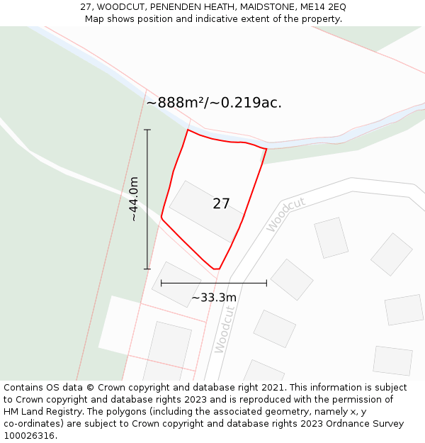 27, WOODCUT, PENENDEN HEATH, MAIDSTONE, ME14 2EQ: Plot and title map