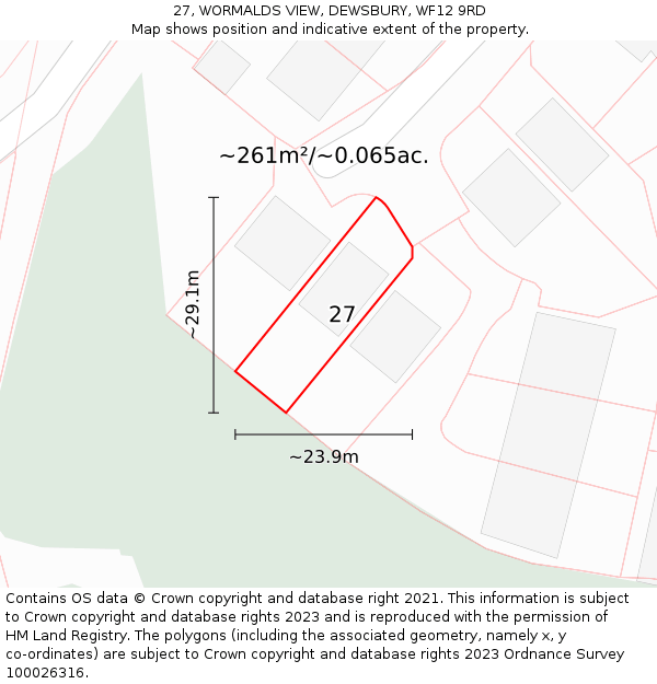 27, WORMALDS VIEW, DEWSBURY, WF12 9RD: Plot and title map