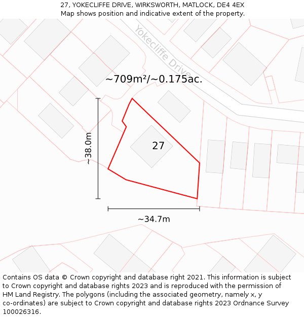 27, YOKECLIFFE DRIVE, WIRKSWORTH, MATLOCK, DE4 4EX: Plot and title map