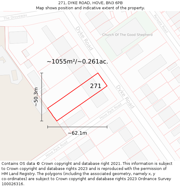 271, DYKE ROAD, HOVE, BN3 6PB: Plot and title map