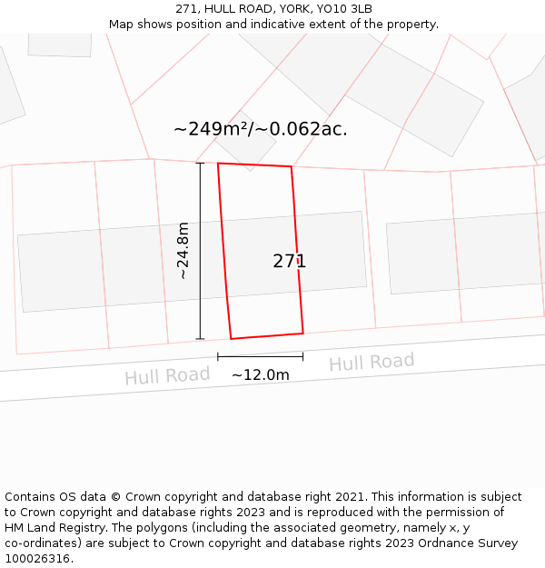 271, HULL ROAD, YORK, YO10 3LB: Plot and title map