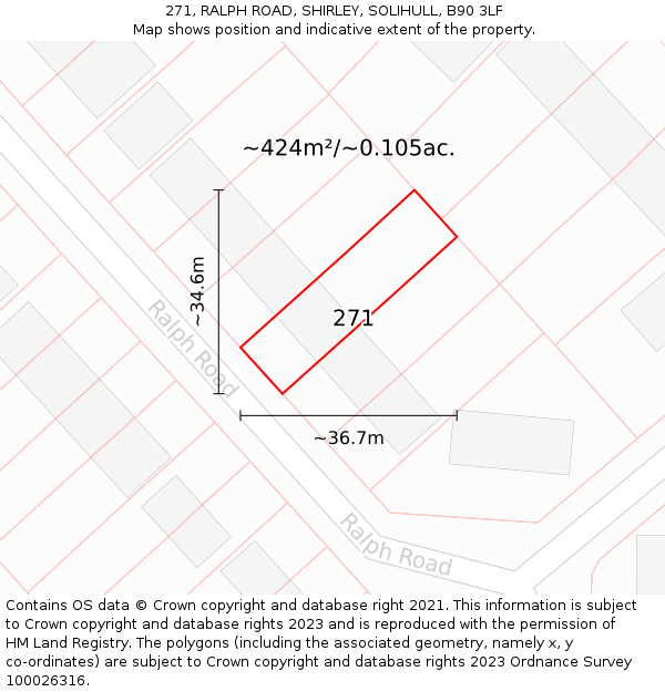 271, RALPH ROAD, SHIRLEY, SOLIHULL, B90 3LF: Plot and title map