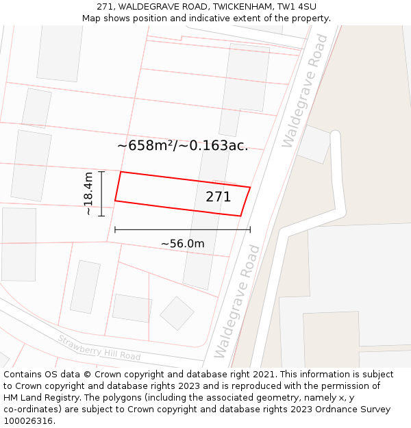 271, WALDEGRAVE ROAD, TWICKENHAM, TW1 4SU: Plot and title map