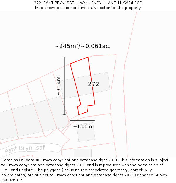 272, PANT BRYN ISAF, LLWYNHENDY, LLANELLI, SA14 9GD: Plot and title map