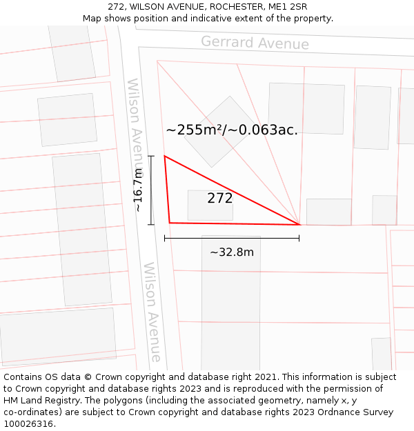 272, WILSON AVENUE, ROCHESTER, ME1 2SR: Plot and title map