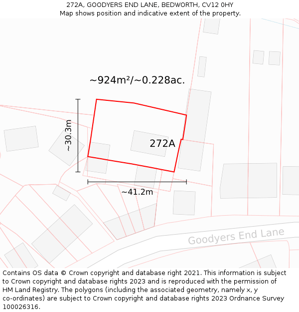 272A, GOODYERS END LANE, BEDWORTH, CV12 0HY: Plot and title map