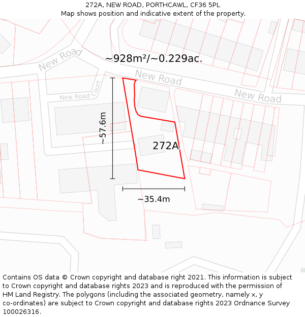 272A, NEW ROAD, PORTHCAWL, CF36 5PL: Plot and title map