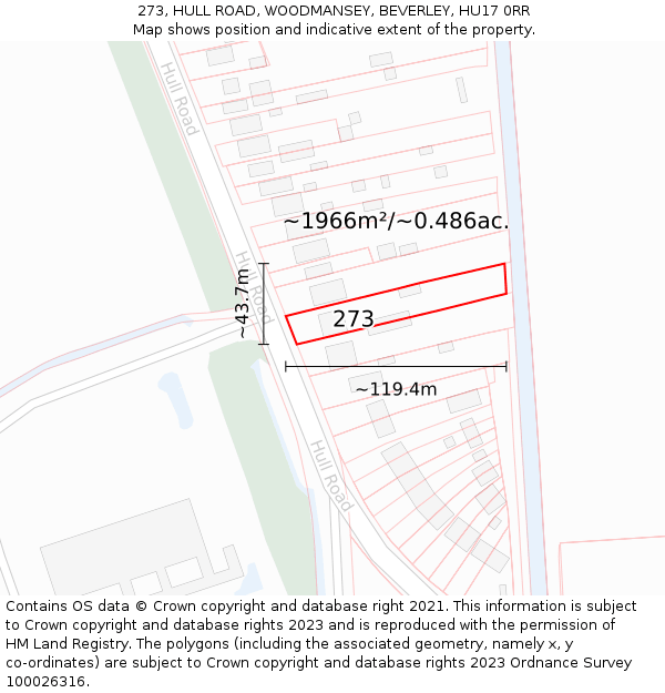 273, HULL ROAD, WOODMANSEY, BEVERLEY, HU17 0RR: Plot and title map