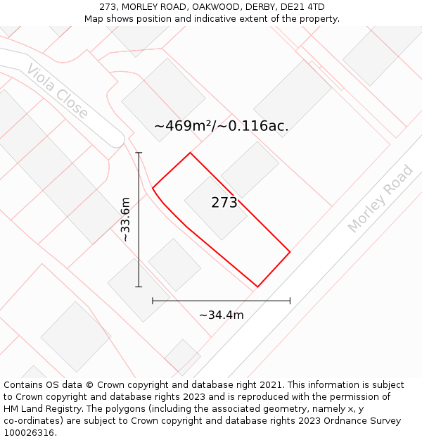 273, MORLEY ROAD, OAKWOOD, DERBY, DE21 4TD: Plot and title map