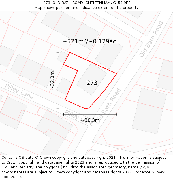 273, OLD BATH ROAD, CHELTENHAM, GL53 9EF: Plot and title map