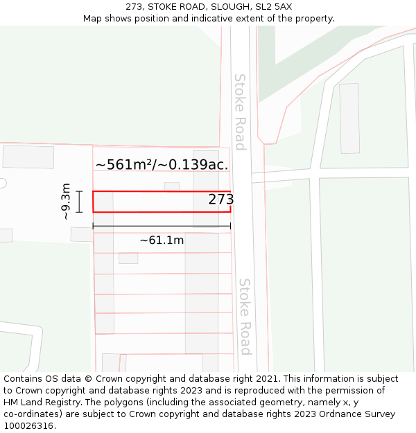 273, STOKE ROAD, SLOUGH, SL2 5AX: Plot and title map