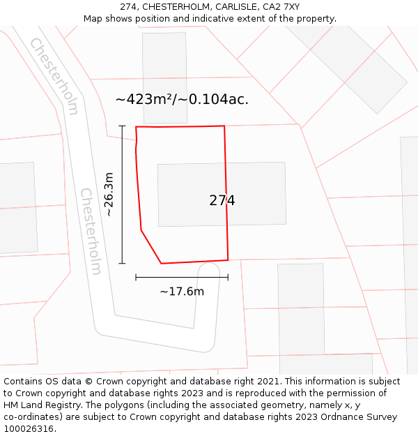 274, CHESTERHOLM, CARLISLE, CA2 7XY: Plot and title map