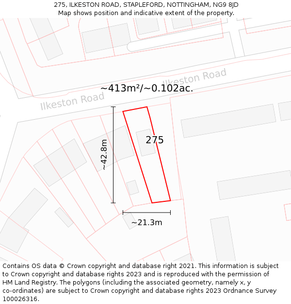 275, ILKESTON ROAD, STAPLEFORD, NOTTINGHAM, NG9 8JD: Plot and title map