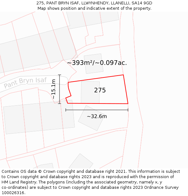 275, PANT BRYN ISAF, LLWYNHENDY, LLANELLI, SA14 9GD: Plot and title map