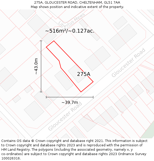 275A, GLOUCESTER ROAD, CHELTENHAM, GL51 7AA: Plot and title map