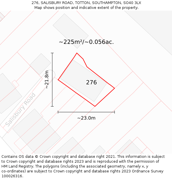 276, SALISBURY ROAD, TOTTON, SOUTHAMPTON, SO40 3LX: Plot and title map