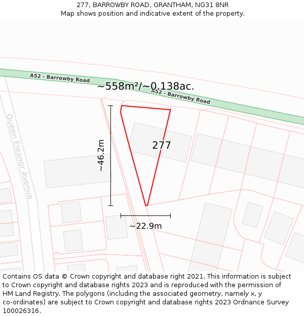 277, BARROWBY ROAD, GRANTHAM, NG31 8NR: Plot and title map