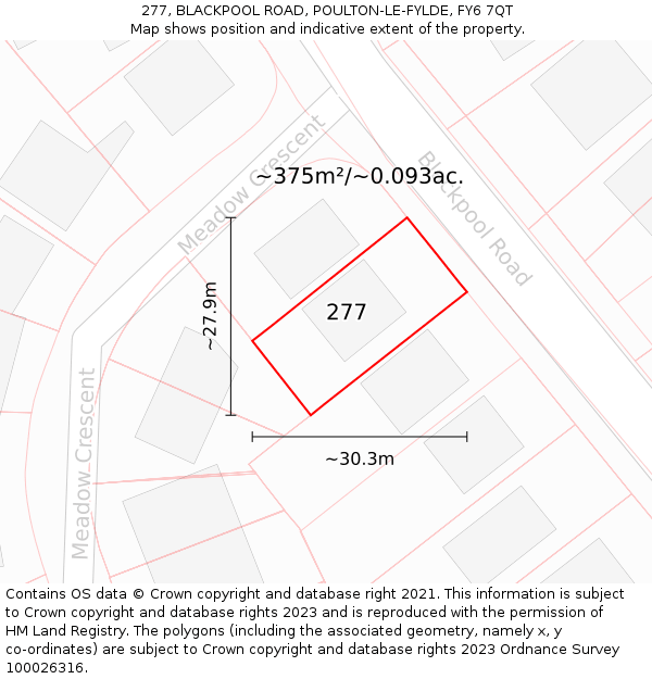 277, BLACKPOOL ROAD, POULTON-LE-FYLDE, FY6 7QT: Plot and title map