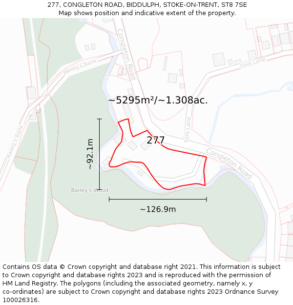 277, CONGLETON ROAD, BIDDULPH, STOKE-ON-TRENT, ST8 7SE: Plot and title map