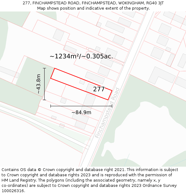 277, FINCHAMPSTEAD ROAD, FINCHAMPSTEAD, WOKINGHAM, RG40 3JT: Plot and title map