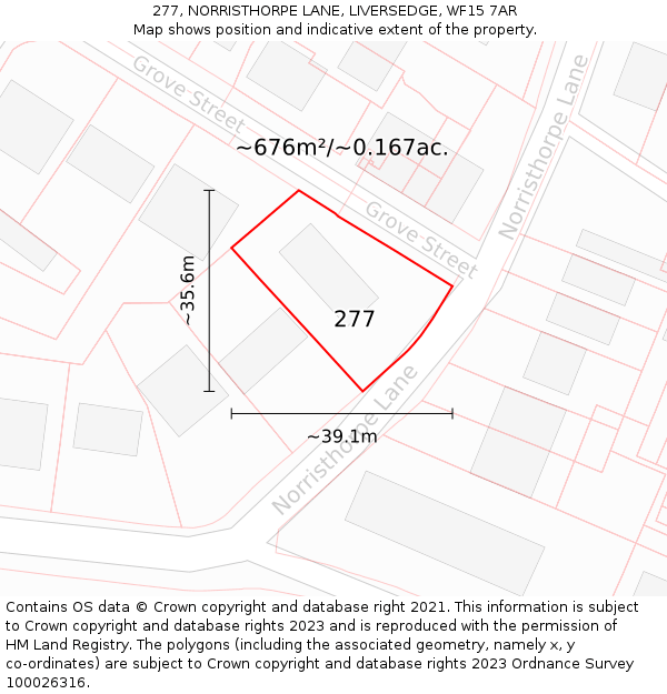 277, NORRISTHORPE LANE, LIVERSEDGE, WF15 7AR: Plot and title map