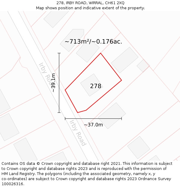 278, IRBY ROAD, WIRRAL, CH61 2XQ: Plot and title map