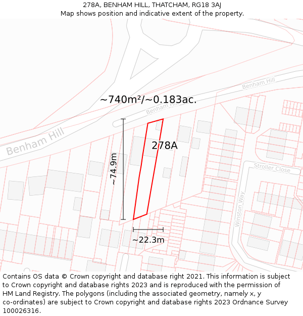 278A, BENHAM HILL, THATCHAM, RG18 3AJ: Plot and title map