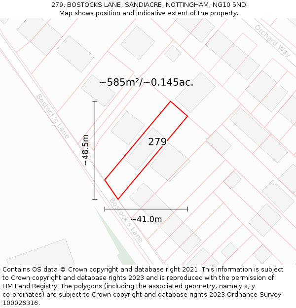 279, BOSTOCKS LANE, SANDIACRE, NOTTINGHAM, NG10 5ND: Plot and title map