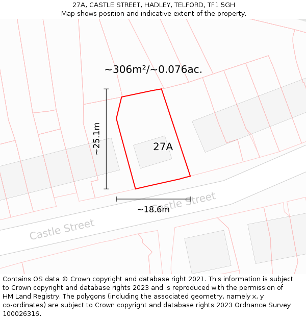 27A, CASTLE STREET, HADLEY, TELFORD, TF1 5GH: Plot and title map