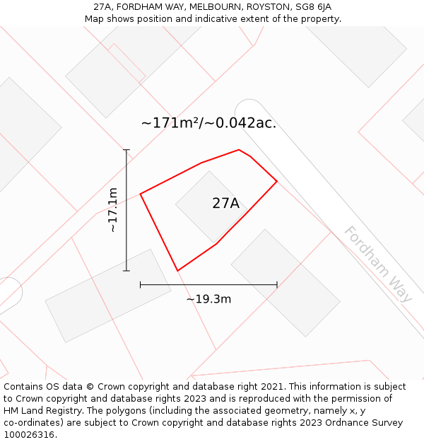 27A, FORDHAM WAY, MELBOURN, ROYSTON, SG8 6JA: Plot and title map