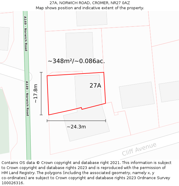 27A, NORWICH ROAD, CROMER, NR27 0AZ: Plot and title map