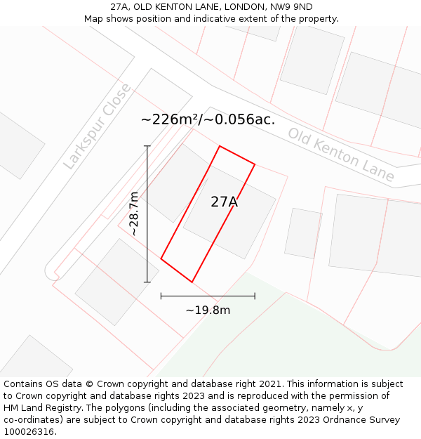 27A, OLD KENTON LANE, LONDON, NW9 9ND: Plot and title map