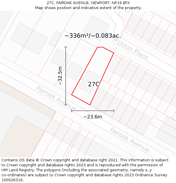 27C, FAIROAK AVENUE, NEWPORT, NP19 8FX: Plot and title map