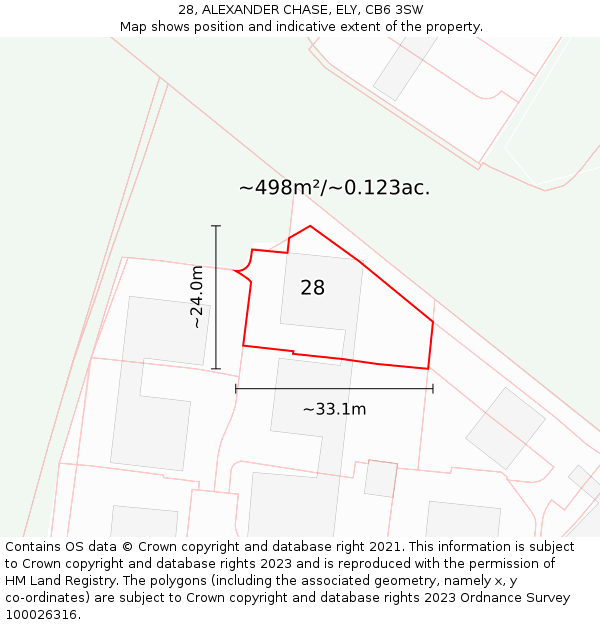 28, ALEXANDER CHASE, ELY, CB6 3SW: Plot and title map