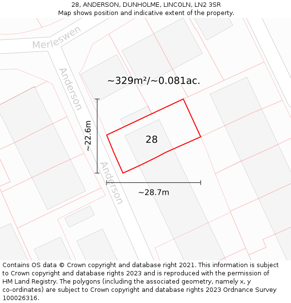 28, ANDERSON, DUNHOLME, LINCOLN, LN2 3SR: Plot and title map