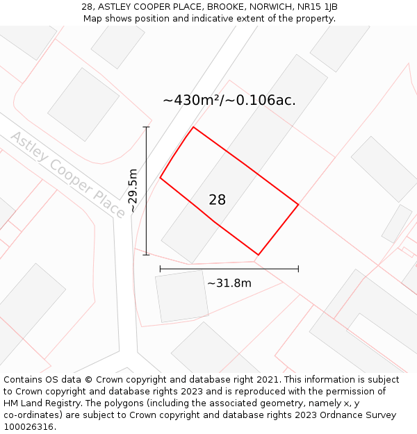 28, ASTLEY COOPER PLACE, BROOKE, NORWICH, NR15 1JB: Plot and title map