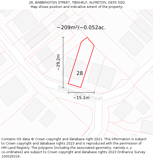 28, BABBINGTON STREET, TIBSHELF, ALFRETON, DE55 5QD: Plot and title map