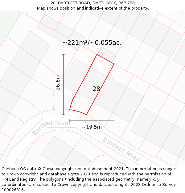 28, BARTLEET ROAD, SMETHWICK, B67 7RD: Plot and title map