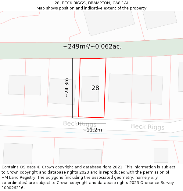 28, BECK RIGGS, BRAMPTON, CA8 1AL: Plot and title map